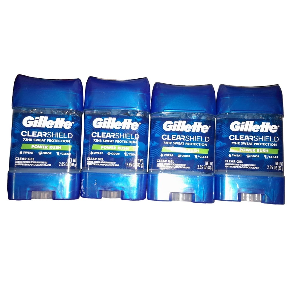 Gillette ClearShield 72HR Sweat Protection Deodorant Power Rush 2.85 Oz Each 4